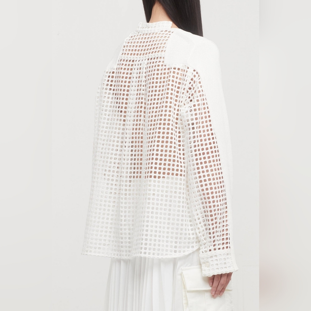 Sacai White Embroidered Cardigan XL - Picture 3 of 14